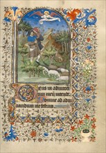 The Annunciation to the Shepherds; Book of Hours, about 1420-1430. Creator: Master of the Harvard Hannibal.