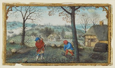 Gathering Twigs; Calendar Miniature from a Book of Hours, about 1550.  Creator: Simon Bening.