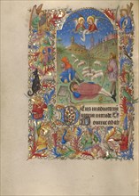 The Annunciation to the Shepherds; Book of Hours, about 1420. Creator: Spitz Master.