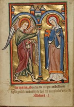 The Annunciation, about 1190-1200; text added about 1480-1490. Creator: Unknown.