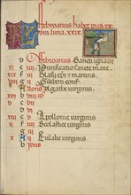 February Calendar Page; Hoeing; Book of Hours, about 1460. Creator: Unknown.