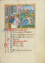 January Calendar Page; Feasting; Aquarius; Book of Hours, early 16th century. Creator: Unknown.