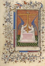 Two Angels Displaying the Cross; Book of Hours, about 1410. Creator: Unknown.