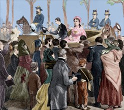 Arrival of the Queen Mother, Isabella of Bourbon to Madrid, October 13, 1876.  Creator: Capuz.