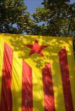 Starred flag (Estelada), National Day of Catalonia, Barcelona, 11-09-2014.  Creator: LTL.