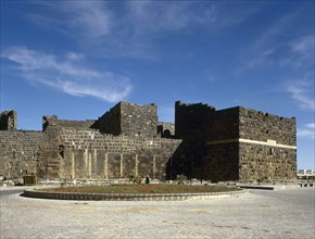 View of the citadel, built in the 8th century, Bosra, Syria, 2001. Creator: LTL.