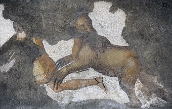 Attack of a brown bear, detail from mosaic...Great Palace of Constantinople, 4th-6th century. Creator: Unknown.