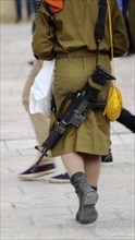 Israeli female soldier at Western Wall, Israel, Jerusalem, 2013.  Creator: LTL.