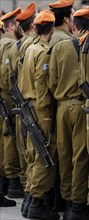 Soldiers of Israel's military visiting the Western Wall, Jerusalem, Israel, 2013. Creator: LTL.