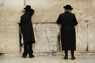 A Jew praying at the Western Wall, Jerusalem, Israel, 2013.  Creator: LTL.