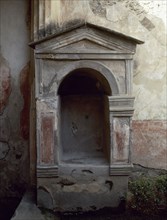 Lararium, House of the Tragic Poet, Pompeii, Italy, 2nd century BC.  Creator: Unknown.