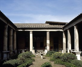 Reconstruction of the peristyle, House of the Vettii, Pompeii, Italy, 2002. Creator: LTL.