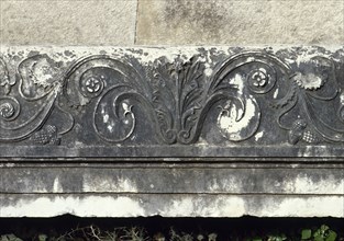 Relief of floral motifs, Via Sepulchre, Pompeii, Italy.  Creator: Unknown.