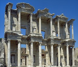 Facade of Celsus Library, Ephesus, Near Selcuk, Turkey, 1999. Creator: LTL.