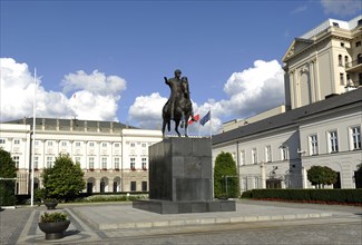 Equestrian statue of Prince Jozef Poniatowski, Presidential Palace, Warsaw, Poland, 2013.  Creator: LTL.