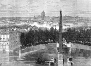 The floods at Rome: the Piazza del Popolo, 1871. Creator: RCH.