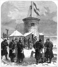 Hoisting the German flag on Mont Valérien, 1871. Creator: Unknown.