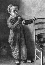 Boy Blowing Bubbles by the late W. Hunt, 1871. Creator: William Hollidge.