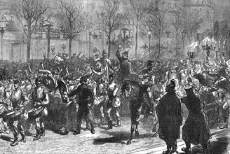 The first departure of Germans from Paris, 1871. Creator: C. R..