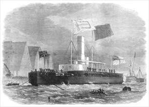 Floating of H.M. twin-screw ironclad monitor, Glatton, 1871. Creator: Unknown.