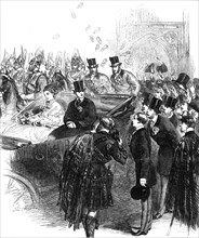 Marriage of Princess Louise: throwing the slipper at the bride and bridegroom, 1871. Creator: Unknown.