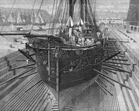 The Somerset naval dry dock at Malta, 1871. Creator: William Hollidge.