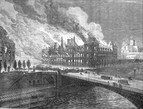 The Fighting in Paris: burning of the Hotel de Ville, 1871. Creator: Unknown.