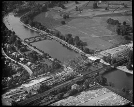 Twickenham Bridge under construction, Twickenham, Richmond Upon Thames, Greater London, c1930s. Creator: Arthur William Hobart.