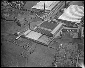 Long Ing Shed and nearby mills by Long Ing Bridge, Barnoldswick, Lancashire, c1930s. Creator: Arthur William Hobart.