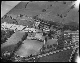 The Otley Worsted Mills on Ilkley Road and Grove Hill Park, Otley, West Yorkshire, c1930s. Creator: Arthur William Hobart.