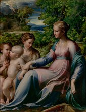 Virgin and Child with Saint John the Baptist and Mary Magdalene, about 1535-1540. Creator: Parmigianino.