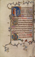 Initial D: Christ before Annas; Bute Psalter, text and illumination about 1330. Creator: Atelier of the Passion Master.