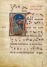 Initial G: The Stigmatization of St. Francis, about 1275. Creator: Rinaldo da Siena.