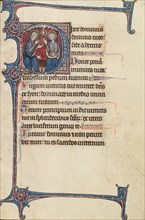 Initial D: The Trinity; Bute Psalter, text and illumination about 1285. Creator: Bute Master.