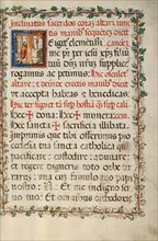 Initial T: A Priest Celebrating Mass; Missal of Bishop Antonio Scarampi, 1567. Creator: Fra Vincentius a Fundis.