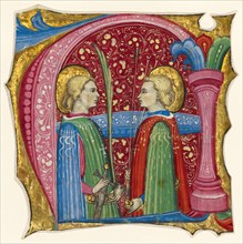 Initial A: Saints Maurice and Theofredus, about 1460-1480. Creator: Frate Nebridio da Cremona.