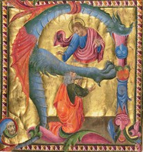 Initial A: Christ Appearing to David, about 1440. Creator: Giovanni di Paolo.