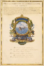 Escutcheon with a Sea Monster; Nine Emblems for Louis XIV, about 1663-1668. Creator: Jacques Bailly.