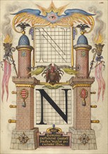 Guide for Constructing the Letter N; Mira calligraphiae monumenta, about 1591-1596. Creator: Joris Hoefnagel.