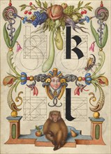 Guide for Constructing the Letters k and l; Mira calligraphiae monumenta, about 1591-1596. Creator: Joris Hoefnagel.