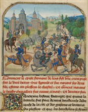 Fromont de Lens Leaving Bordeaux and the Battle against..., written 1463-1465; illuminated 1467-1472 Creators: Loyset Liedet, Pol Fruit.