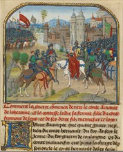 The Battle Between Arnault de Lorraine and His Wife Lydia, written 1463-1465; illuminated 1467-1472. Creators: Loyset Liedet, Pol Fruit.