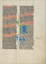 Decorated Initial P; Collegium Ducale, about 1420-1430. Creator: Master Michael.