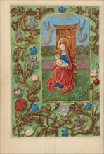 The Virgin and Child Enthroned; Crohin-La Fontaine Hours, about 1480-1485 ?. Creator: Master of the Dresden Prayer Book.