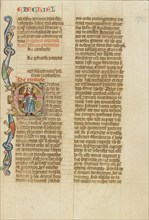 Initial E: Ezekiel; Historia Scholastica, about 1300. Creator: Peter Comestor.