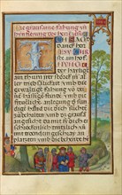 Border with the Arrest of Achior; Prayer Book of Cardinal Albrecht of Brandenburg, about 1525-1530. Creator: Simon Bening.