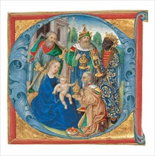 Initial E: The Adoration of the Magi, about 1475-1500. Creator: Unknown.