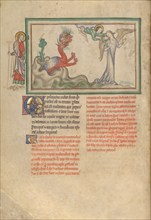 The Dragon Pursues the Woman Clothed in the Sun Who Receives the Wings of an Eagle, about 1255-1260. Creator: Unknown.