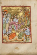 The Entry into Jerusalem; Benedictional, about 1030-1040. Creator: Unknown.