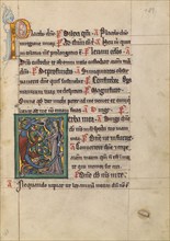 Initial V: Dragon and a Woman; Psalter, about 1240-1250. Creator: Unknown.